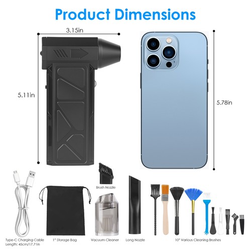 Compressed air duster with led - with,
